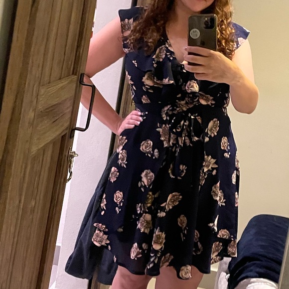 Beautiful Ruffle Dress with Button and Bow Details by Collective Concepts - Picture 2 of 10